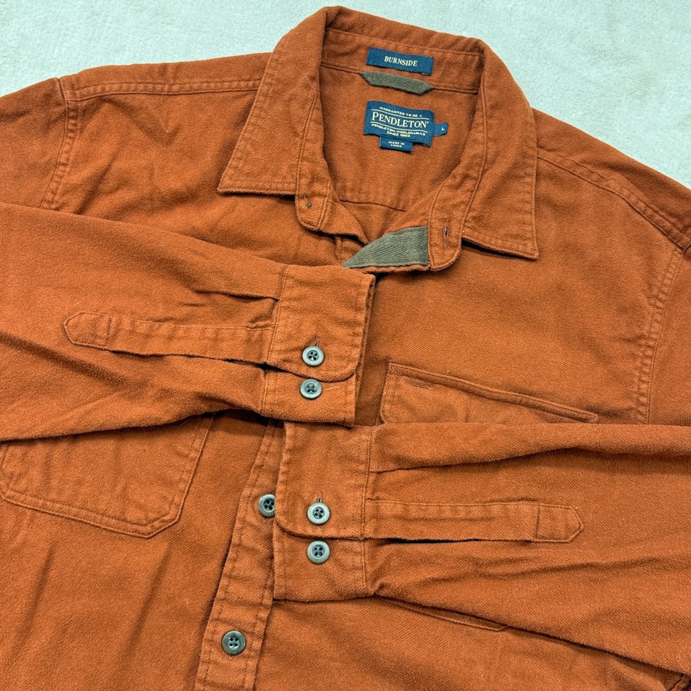 Pendleton Burnside Shirt Mens Large Rust Orange Cotton Flannel Gorpcore Outdoors